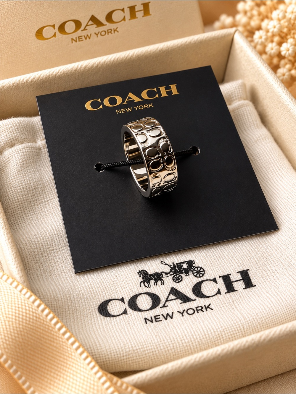 Coach Silver-Tone Signature C Band Ring